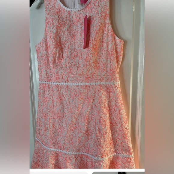 NWT Lilly Pulitzer Ellen Dress Cantaloupe Embroidered Lasercut Dress, Size 2 - Picture 5 of 15